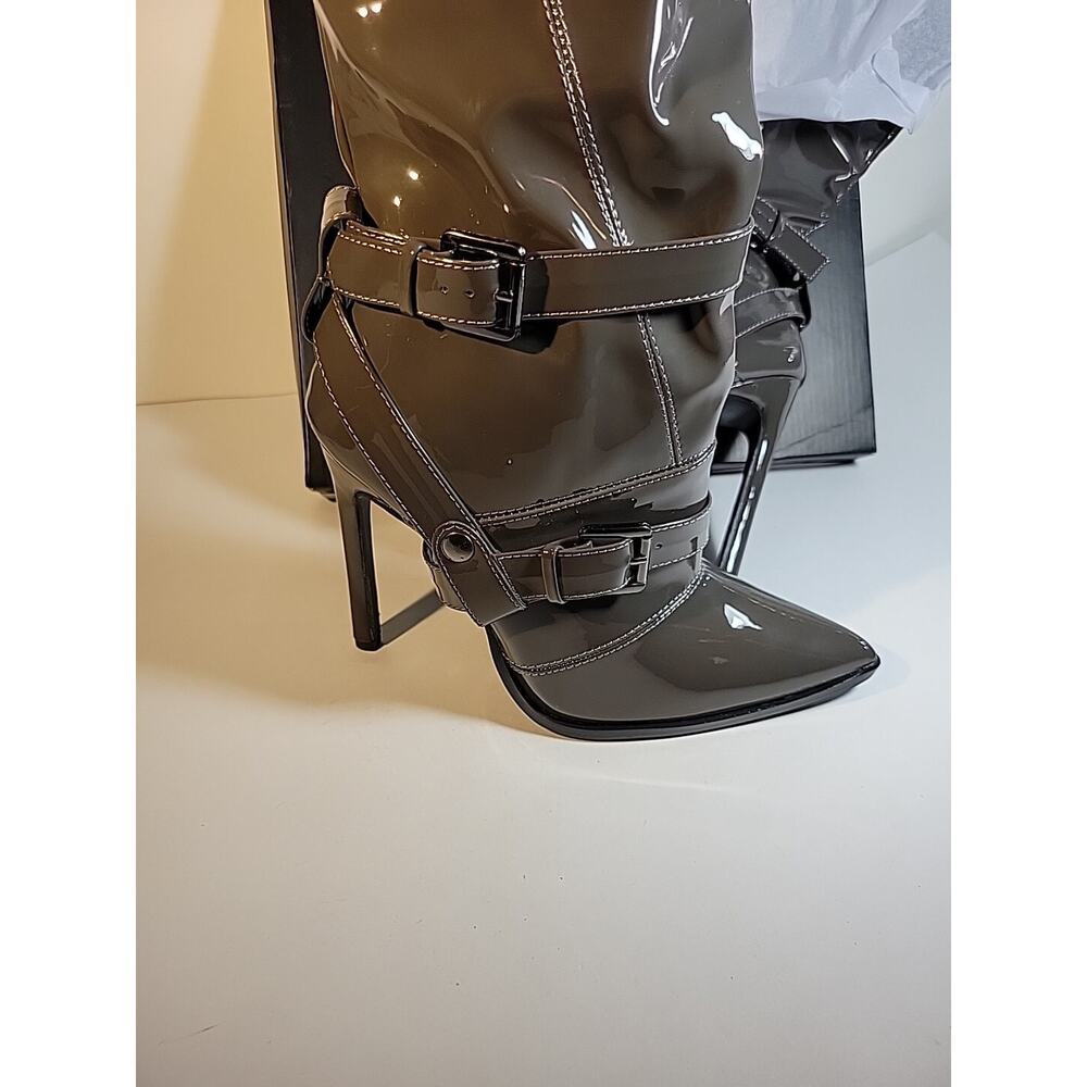 Pretty Little Things Womens Leather Point Toe Knee High Stiletto Heels Size 8